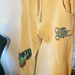 Tan Sweatpants with Butterfly Design